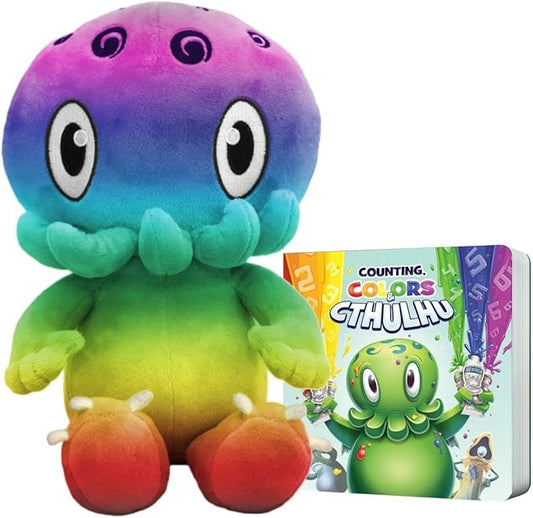 C is for Cthulhu Counting, Colors & Cthulhu Board Book & Rainbow Plush Bundle (Standard Plush, 12 inches)