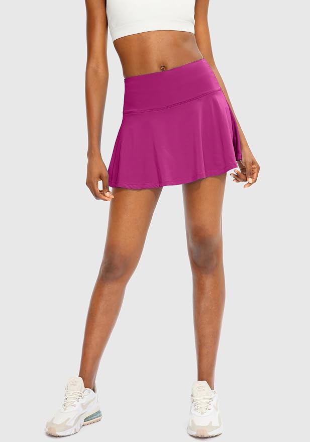Pleated Tennis Skirt with 4 Pockets | 14", 3.5" High Waisted, Soft, Lightweight, Mesh Built-in Shorts, Dressy, Casual, Athletic, Golf, Skort for Women