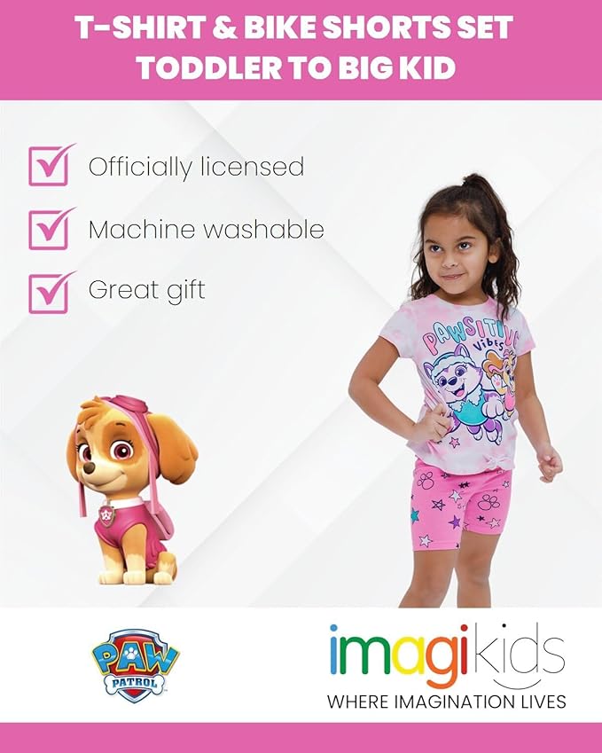 Paw Patrol Skye Everest Girls T-Shirt and Bike Shorts Outfit Set Toddler to Big Kid