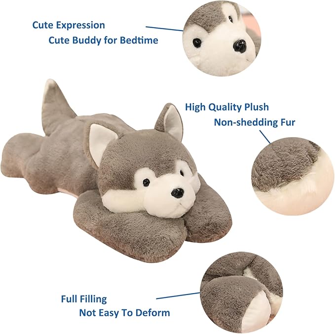 Weighted Stuffed Animals, 6.2 lbs Weighted Husky Stuffed Animal Plush Toy Cute Huskies Plush Animals Throw Pillow Gifts for Boys Girls, 29.5 inch