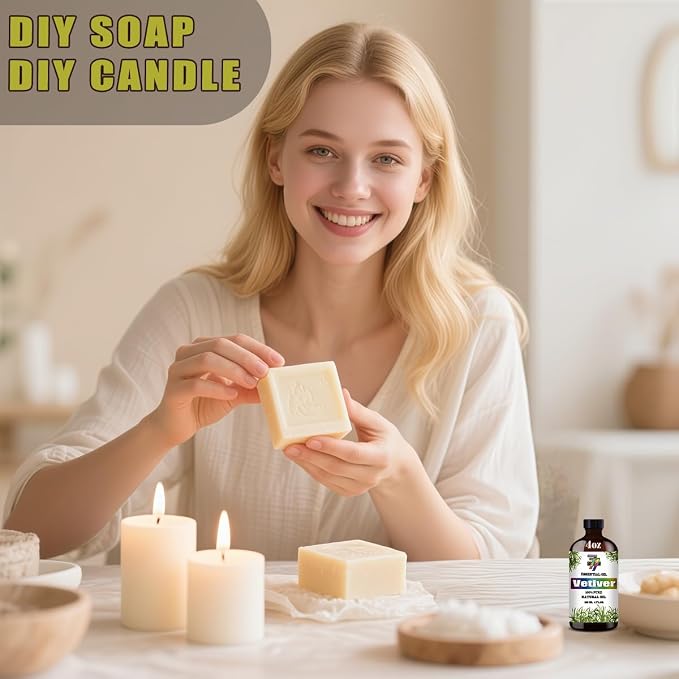 Vetiver Essential Oil, Vetiver Oils, for Diffuser, Meditation, Humidifier, DIY Candles, Soap, Yoga, Massage, Gift, Essential Oil, GV77ZF Vetiver Fragrance Oil - 4 fl oz (120 ml)