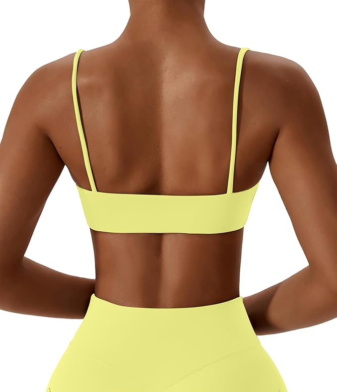 Comper Women's Sports Bras Wirefree Racerback Workout Bras Sexy Thin Straps Yoga Sport Bras with Removable Pads
