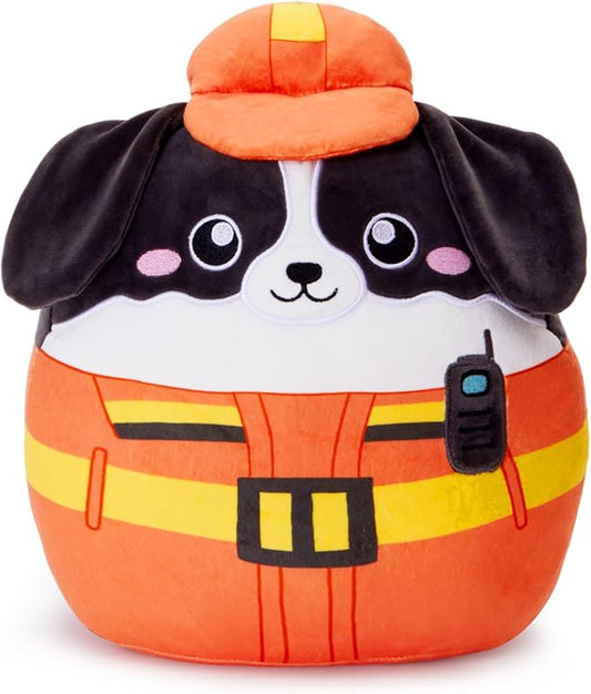 Firefighter Dog Plush Pillow – Firefighter Uniform Stuffed Animal Toys, Ultra-Soft Huggable Toy Gift Plush Toy for Kids, Boys & Girls,14inch