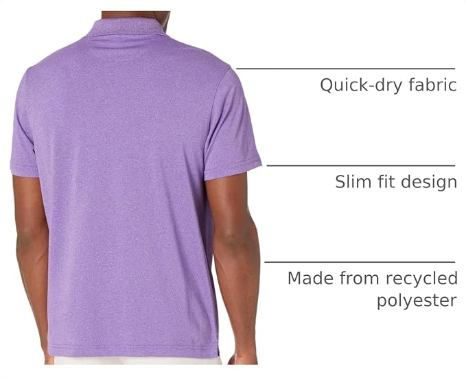 Amazon Essentials Men's Moisture Wicking Golf Polo Shirt, Short Sleeve, Slim-Fit, Quick-Dry, Active Wear