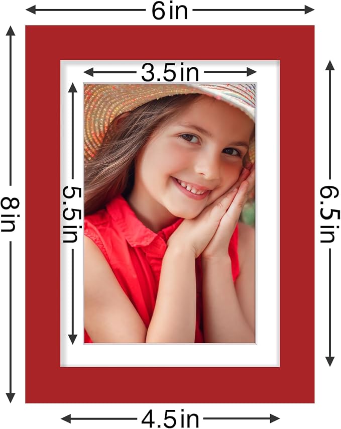 Vittanly 5x7 Picture Frames Set of 9 for Wall or Tabletop Display, Red | Display Pictures 4x6 with Mat or 5x7 without Mat, Small Photo Frames, Engineered Wood with Shatter Resistant Plexiglass