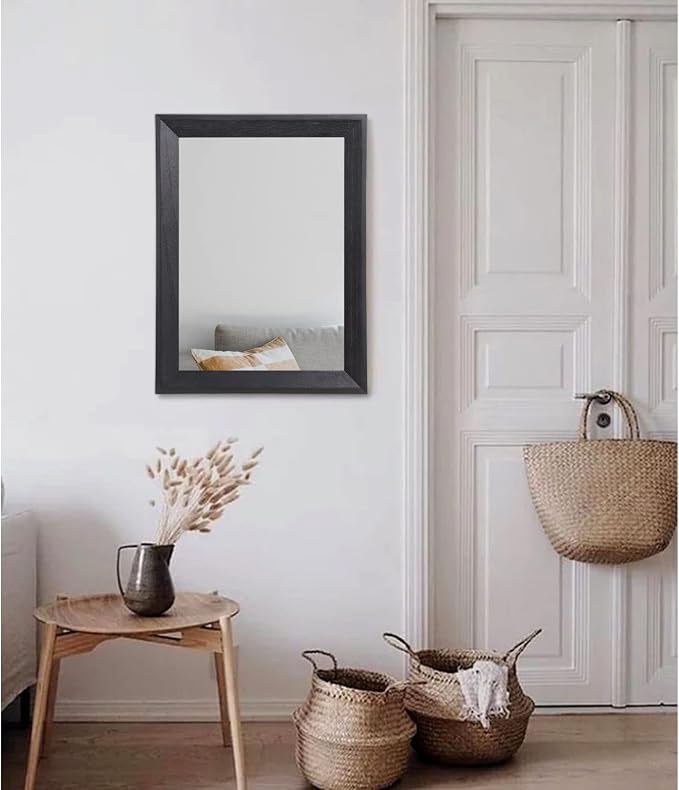 AAZZKANG Black Mirrors for Wall Rectangle Wood Framed Large | Decorative Wall Mirror 20"x16" for Bedroom Bathroom Living Room Dressing Room Entryway
