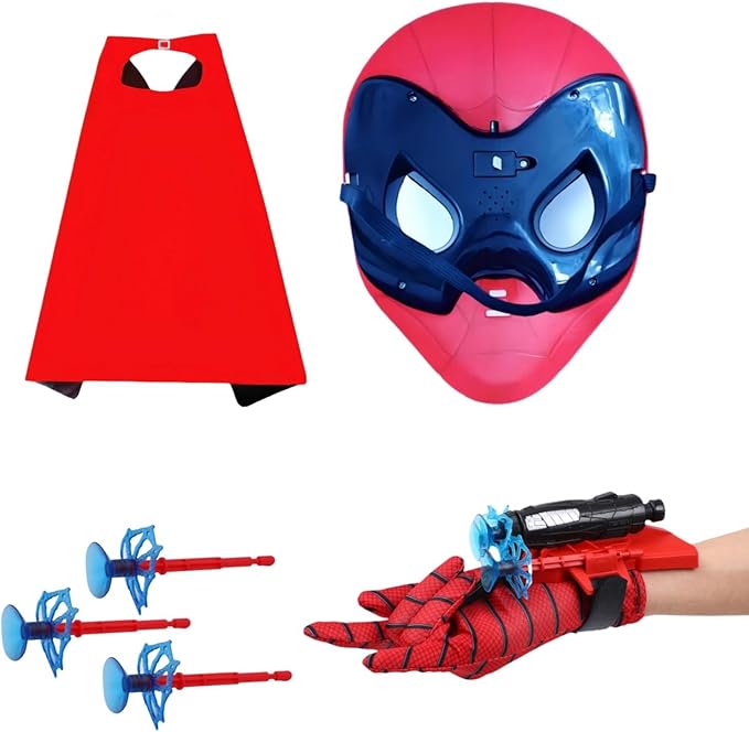 Ronolezety spider toys for boys 4-6，superhero capes for kids and LED Mask - web shooters,Superhero Toy Shooter - Compatible with Superhero Toys