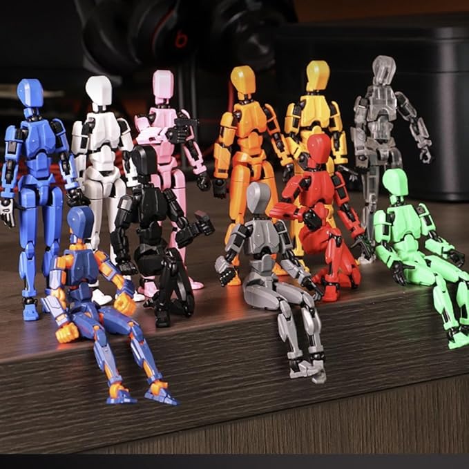 (Assembly Completed) 8 Packs T13 Action Figure Set, 3D Printed ActionFigure Toy Gifts for Kids, Dummy 13,Robot 13 Action Figure Full Body Mechanical Doll Christmas Birthday Gift for Boys Girls