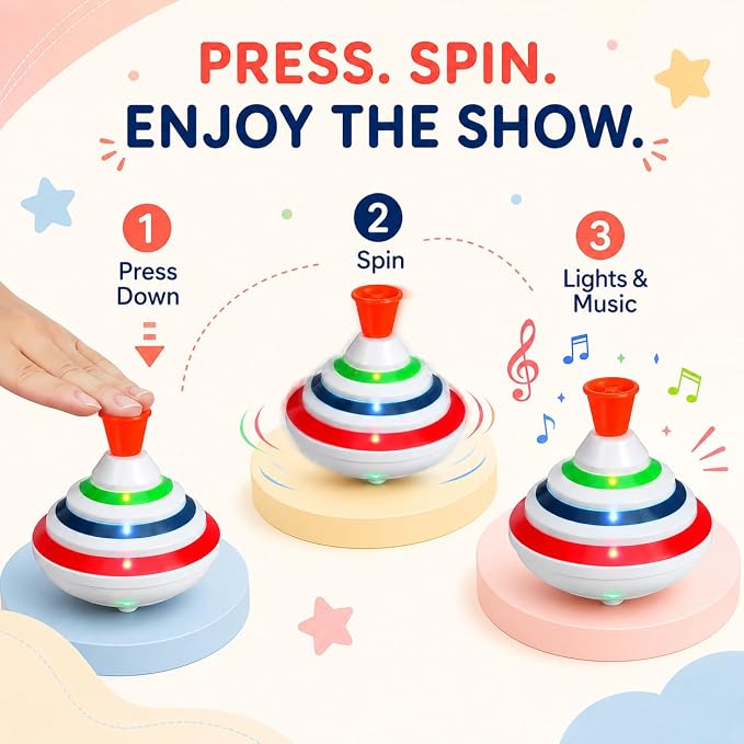 STOBOK Spinning Top Toy with LED and Music Peg-top Hand Spinner Gyro Toy Gift for Kids