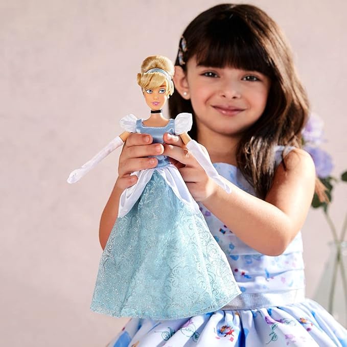 Disney Store Official Disney Princess Classic Doll (Cinderella), 11 Inches, Includes Brush with Molded Details, Fully Posable Toy in Classic Outfit - Disney Princess Toys for Girls