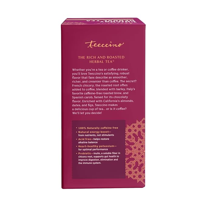 Teeccino Snickerdoodle Herbal Tea - Dessert Beverage That’s Prebiotic, Caffeine-Free & Acid Free, 25 Tea Bags