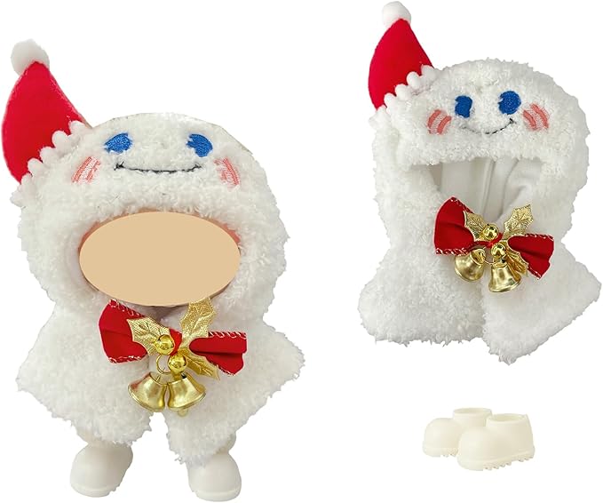 5 Pack Christmas Doll Clothes Set for 15-18cm Plush Toys – Santa, Reindeer, Snowman Costumes with Shoes, Scarves & Glasses Accessories (No Dolls) (Christmas Outfit)