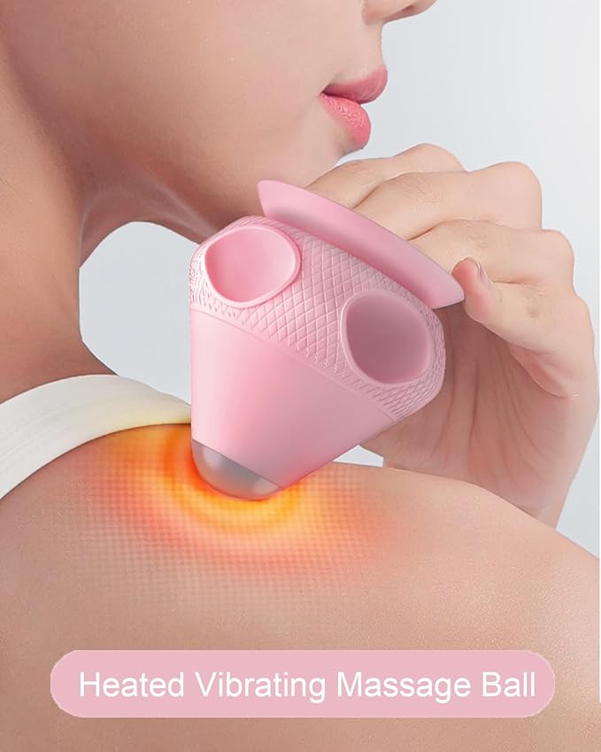 Vibrating Massage Ball with Heat & Suction Cup, Self-Massage Tool for Deep Tissue Muscle Relief, Hands-Free Physio Recovery for Back, Neck, Legs, Portable Heated Trigger Point Massager