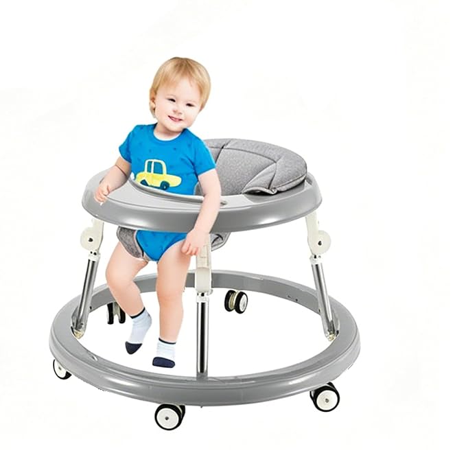 Folding Baby Walker,Height Adjustable Baby Walker for Babys 6-18 Months (Gray)