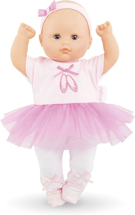 Corolle Bébé Calin Maeva Ballerina Baby Doll - 12" Soft Body Doll in Pink Tutu, Sleeping Eyes That Open and Close, Vanilla Scented, Mon Premier Poupon Collection for Ages 18 Months and up