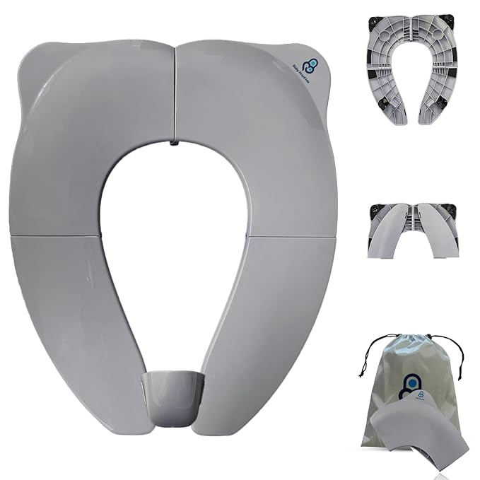 Baby Proof Me Travel Potty Training Seat for Toddlers Boys and Girls – ABS Plastic Foldable, Non-Slip Suction Cups, Fits Round & Oval Toilets, Portable Toilet Seat for Kids, Includes Free Travel Bag