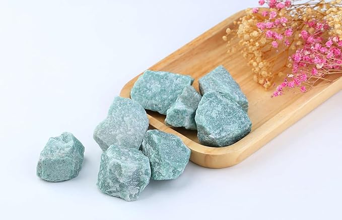 LAIDANLA Green Aventurine 2" Natural Rough Stones Crystal Large Raw Crystals Bulk Healing Gemstones for Reiki Healing Tumbling Fountain Rocks Wire Wrapping Decoration 4PCS 0.55lb