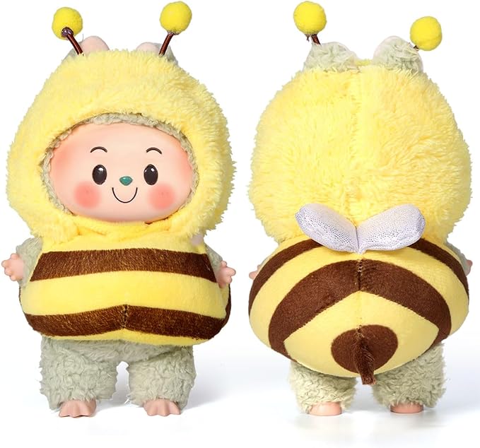 AICase for 17cm Doll Bee Clothes/Outfit,Bee Clothing Set for 17cm Doll,2 Piece Set Hat Clothing,Boys and Girls Stylish Adorable Clothes Accessories-01