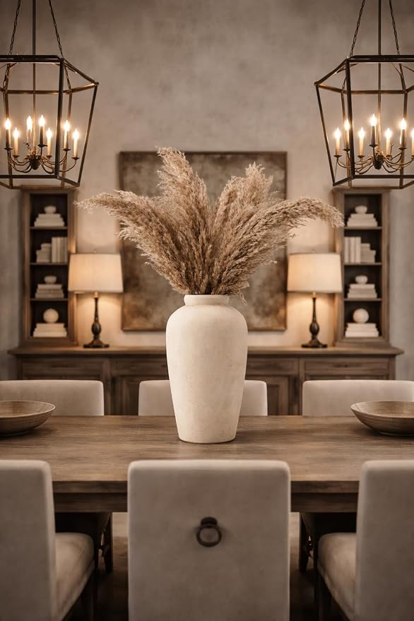 Emotionally Grounded Vase, Vaseking Large Ceramic Rustic Vase, 11 inch Minimalist Decorative Farmhouse Tall Vases for Home Decor, Living Room, Enterway, Table Decoration, Fossil