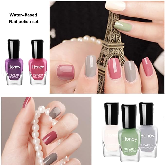 Non Toxic Nail Polish Set, Easy Peel Off and Fast Dry Nail Polish Set for Pack, Eco Friendly & Organic Water Based Nail Polish for Women,Teens