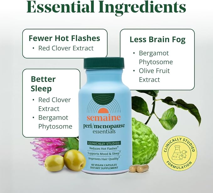 Semaine Peri/Menopause & Gut Health Bundle - Ease Bloating, Indigestion, Hot Flashes & Thinning Hair. Support Mood, Sleep, Hormones & Immunity | 1 Month Supply