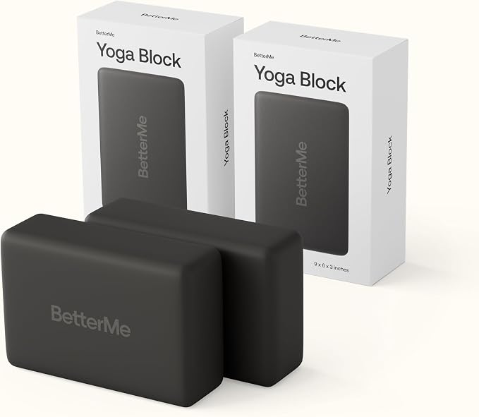 BetterMe Yoga Blocks Set of 2 – High Density Foam Yoga Blocks for Stretching, Pilates & Workouts – Lightweight Non-Slip Exercise Blocks for Flexibility & Balance