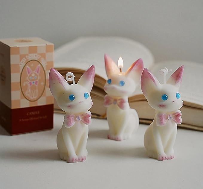 Cat Shaped Scented Candle,100G Cute Jiji Cat Animal Aroma Soy Wax Decorative Candle for Table Photo Prop Birthday Gift,Prefect for Meditation Stress Relief Mood Boosting