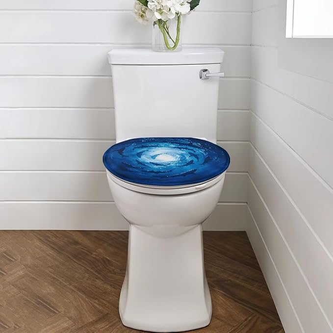 Ocean Shark Toilet Seat Covers for Bathroom Flannel Fabric Toilet Covers Pad Soft and Breathable Toilet Lid Cover Flannel Fabric Universal for Most Toilet Bowl Lids Blue
