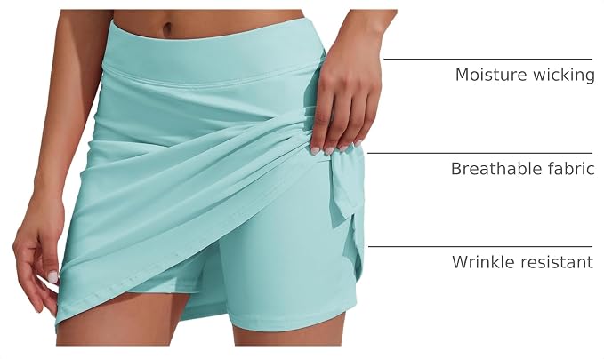 Ekouaer Women's Active Performance Skort Lightweight Skirt for Golf Tennis | Built-in Shorts, A Line, High Waisted, Tummy Control, Pickleball, Running, Workout, Sports, Skorts for Woman