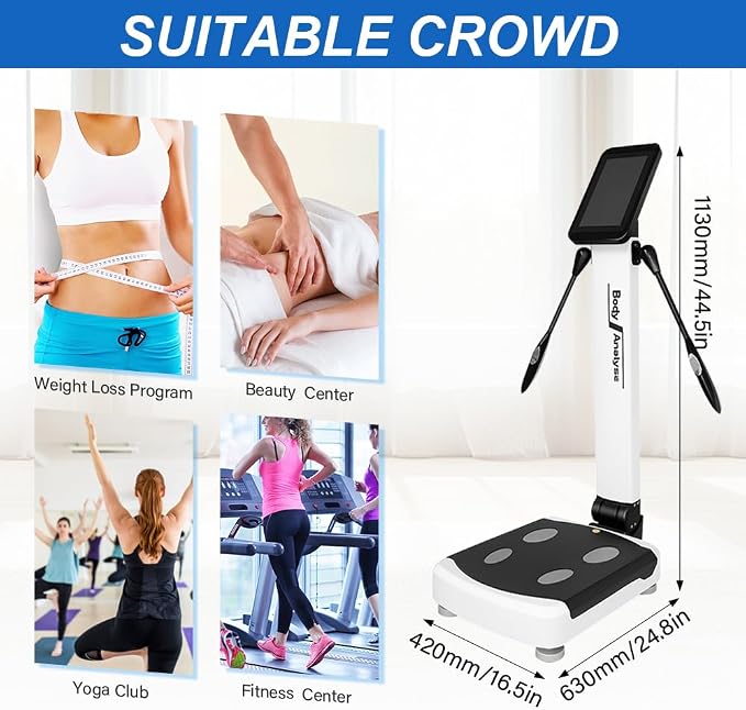US in Stock LABFENG Body Fat Analyzer, 32 Body Composition Metrics, 10-inch High-Definition Screen Body Composition Scale, Body Fat Measurement Device for Homes, Gyms, US Units