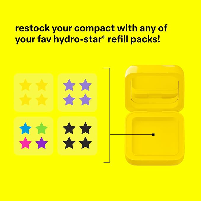 Starface Hydro-Star® Hydrocolloid Pimple Patches + Big Yellow Compact (32 ct) and Hydro-Star® Hydrocolloid Patches with Salicylic Acid + Big Blue Compact (32 ct), Shrink Spots, Absorb Fluid, 2-Pack