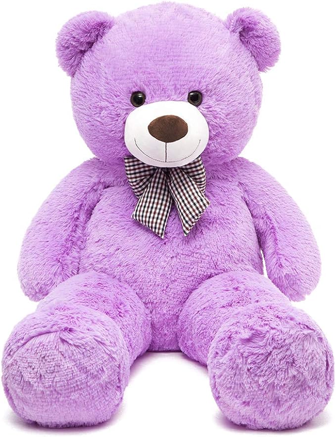 MorisMos Bow Tie Giant Teddy Bear 4 Feet, 47inch Stuffed Animal Big Teddy Bear Plush, Classic Girlfriend Boyfriend Gift, Violet