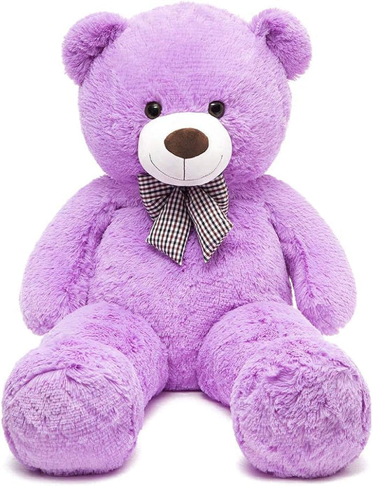 MorisMos Bow Tie Giant Teddy Bear 4 Feet, 47inch Stuffed Animal Big Teddy Bear Plush, Classic Girlfriend Boyfriend Gift, Violet