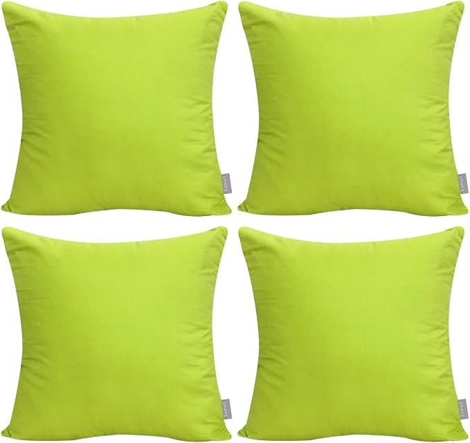 Thmyo 4-Pack 100% Cotton Comfortable Solid Decorative Throw Pillow Case, Square Cushion Cover Pillowcase Sublimation Blank Pillow Covers DIY Throw Pillowcase for Sofa(16x16 inch/ 40x40cm,Light Green)
