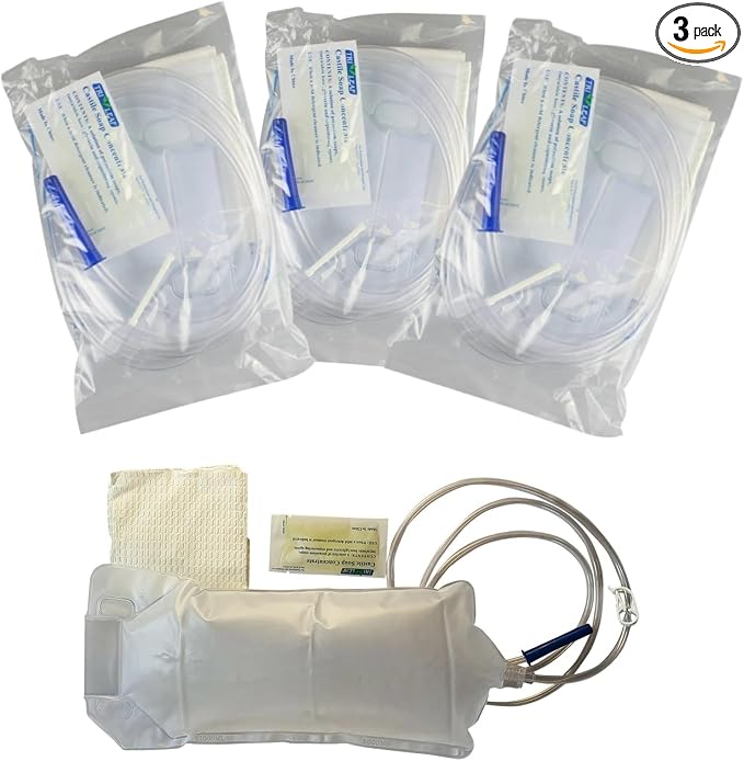 Disposable Enema Bag Kit for Colon Cleansing – Coffee & Colon Cleanse Kit with Enema Bag, Pre-Lubed Tube & Clamp – 3 Pack Disposable Enema Bags