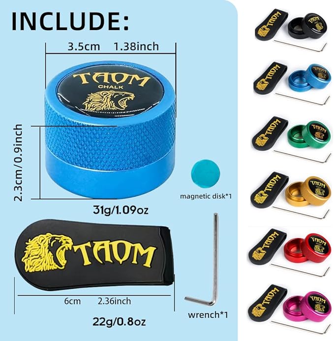 TAOM Pool Chalk Holder Round Shaped Practical Tool Billiards Accessories Magnetic Mini Chalk Tip Case Container Round Box Billiards
