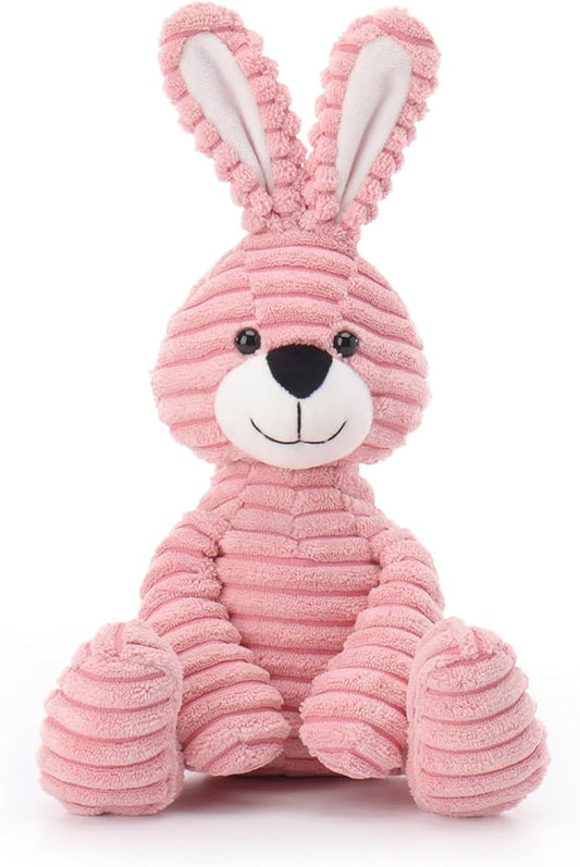 Apricot Lamb Pink Corduroy Bunny Stuffed Animals for Kids, Soft Cute Plush Toys for Baby Girl and Boy, 9 Inches