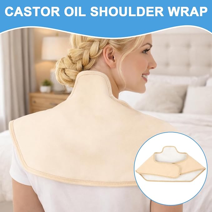 Castor Oil Pads for Shoulder and Neck,Castor Oil Pack Wrap Overnight,Castor Oil Pads Reusable for Relieve Shoulder and Neck Inflammation(Castor Oil Not Included)