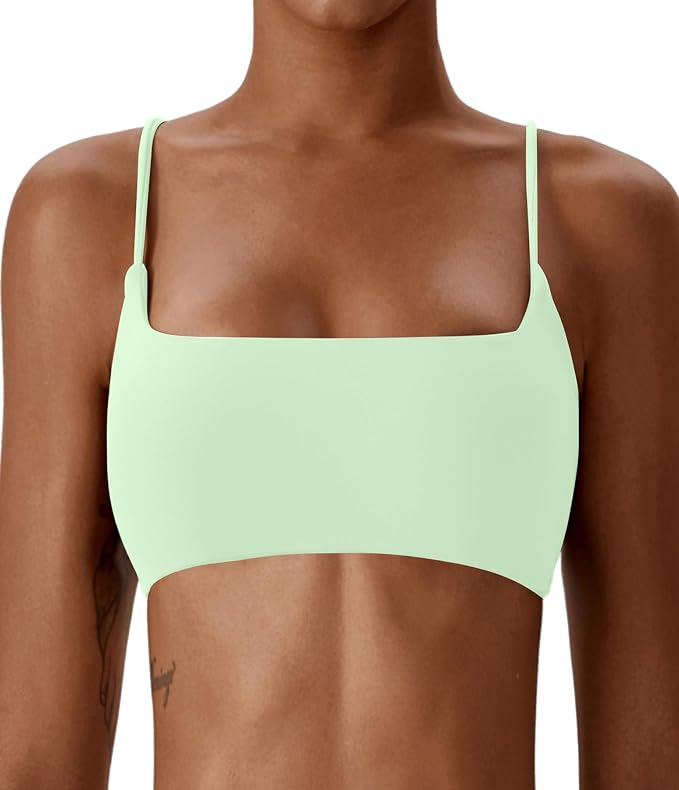 Comper Women's Sports Bras Wirefree Racerback Workout Bras Sexy Thin Straps Yoga Sport Bras with Removable Pads