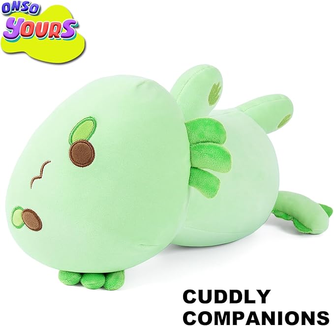 Onsoyours Cute Axolotl Plushie, Soft Stuffed Animal Salamander Plush Pillow, Kawaii Plush Toy for Kids (Green Axolotl, 13")