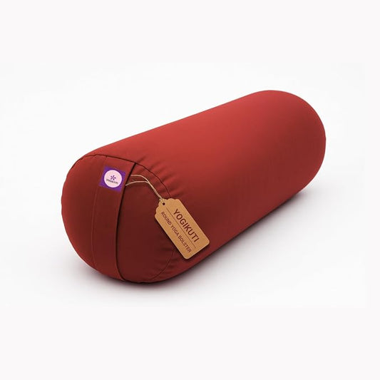 Yogikuti Iyengar Yoga Bolster for Restorative Yoga and Meditation – Lightweight Cotton Support Pillow with Handle for Easy Carry, Versatile for Pose Modification, Balance, Back Relief, and Relaxation