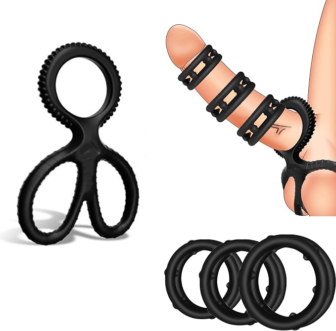 Sex Toys Penis Ring Silicone Cock Rings for Men Set with 4 Different Sizes for Erection Enhancing,Long Lasting Stronger Sexual Stimulation Glans Ring,Adult Toys for Couples Pleasure