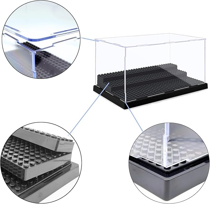 Acrylic Display case for Minifigure Action Figures Blocks,Toys Models Minifigures Building Display Box Storage,Dustproof Showcase for Collection Bricks Blocks ,3-Level,Clear & Removable