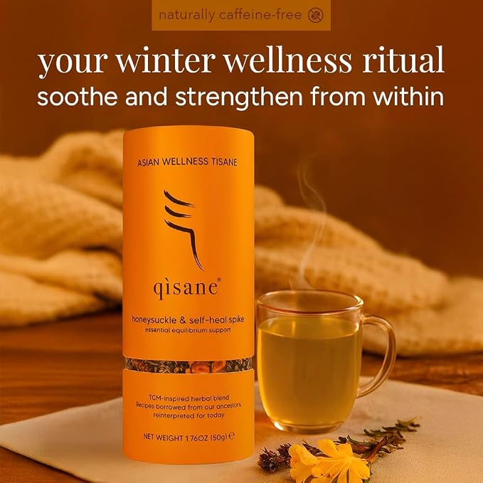 Qìsane Organic Honeysuckle Tea Bags with Chinese Medicinal Plants - Dried Honeysuckle Flowers, Self Heal Spike, Lemon Verbena & Monkfruit to Help Support Detox - 10 Loose Leaf Tea sachets (~30 cups)