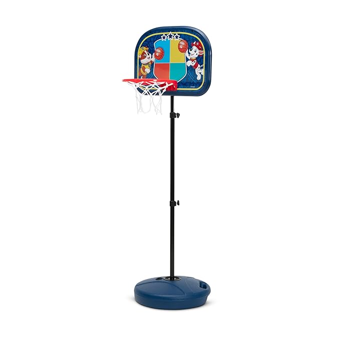 Delta Children - PAW Patrol Kids Basketball Hoop Set, Height Adjustable Toddler Basketball Goal with Stand, Indoor Outdoor Sports Toy, Includes Ball and Pump, Blue