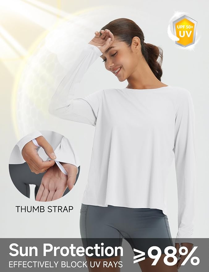 baleaf Women's Long Sleeve Workout Tops Running Sun Shirts Split Back | UPF 50+, Quick Dry, Lightweight, Breathable, Moisture-wicking, SPF, UV, for Athletic, Gym, Hiking, Tennis, Outdoor