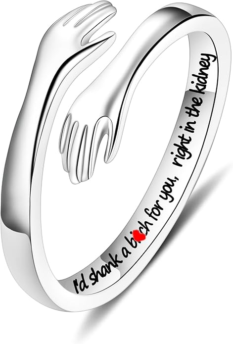 Yesteel Valentines Gifts for Kids Teen Girls - S925 Sterling Silver Hug Ring for Teen Girls Women, Adjustable Ring Jewelry Mothers Day Birthday Gifts for Daughters Mom Sister Wife Friends Grandma