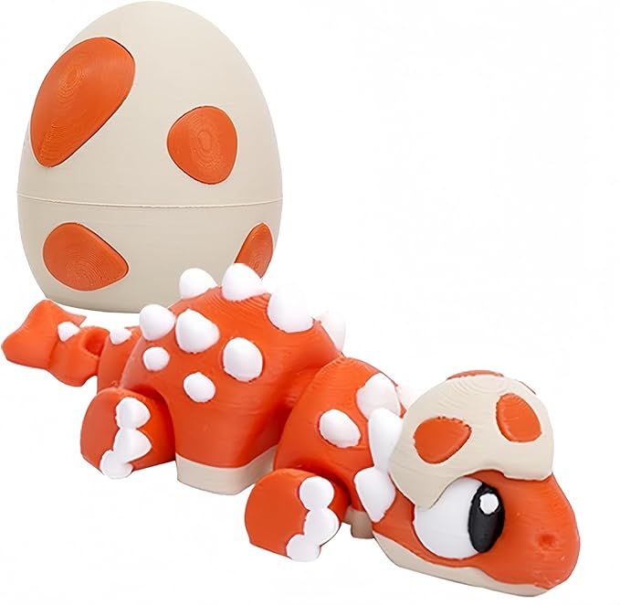 3D Printed Exquisite Dinosaur Egg Toy Model, Fully Articulated 3D Printed Toy. (Orange)