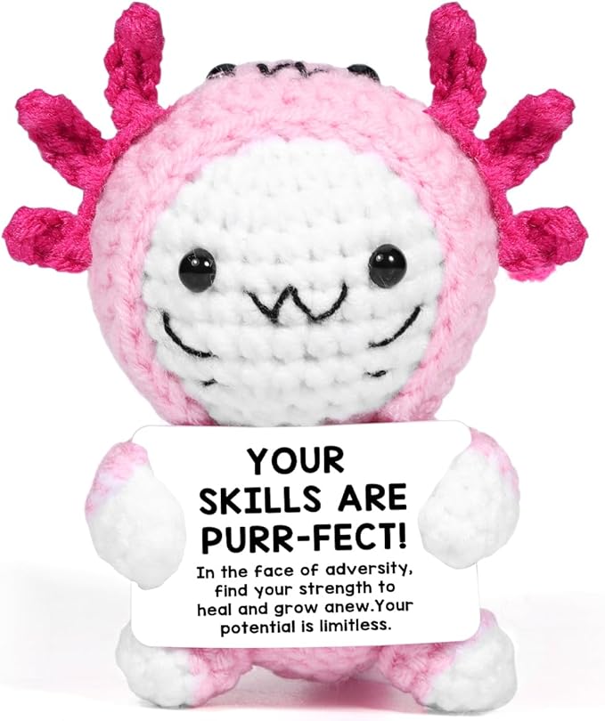 AICase Easter Basket Stuffers Decor Positive Crochet Axolotl,Crochet Cat Animals Stuff Inspirational Fanny Knitted Small Ideas Decorations Birthday Gifts for Women Men Her Sister Mom Dad Girls Boys