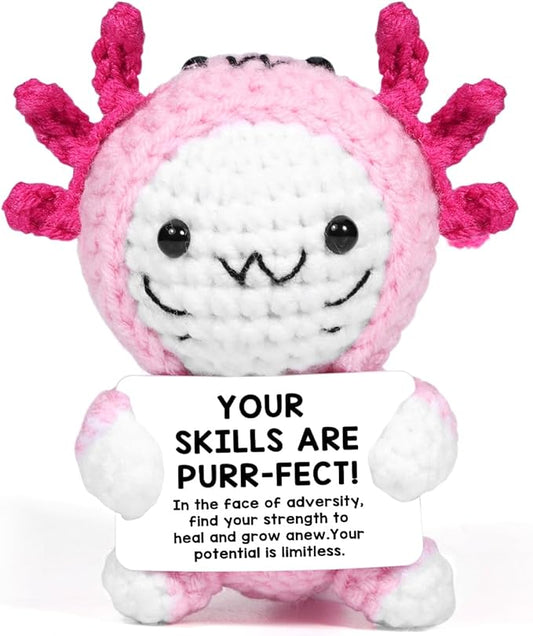AICase Easter Basket Stuffers Decor Positive Crochet Axolotl,Crochet Cat Animals Stuff Inspirational Fanny Knitted Small Ideas Decorations Birthday Gifts for Women Men Her Sister Mom Dad Girls Boys